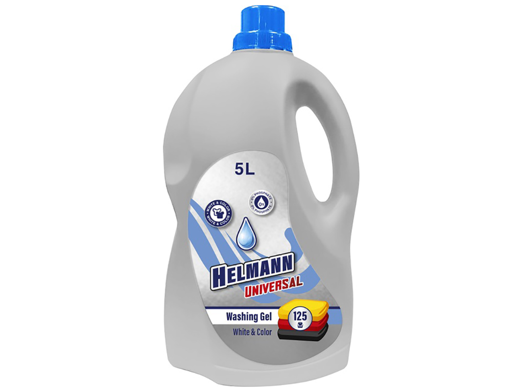 ГЕЛЬ ДЛЯ ПРАННЯ HELMANN UNIVERSAL ДЛЯ БІЛИХ ТА КОЛЬОРОВИХ РЕЧЕЙ, 5Л